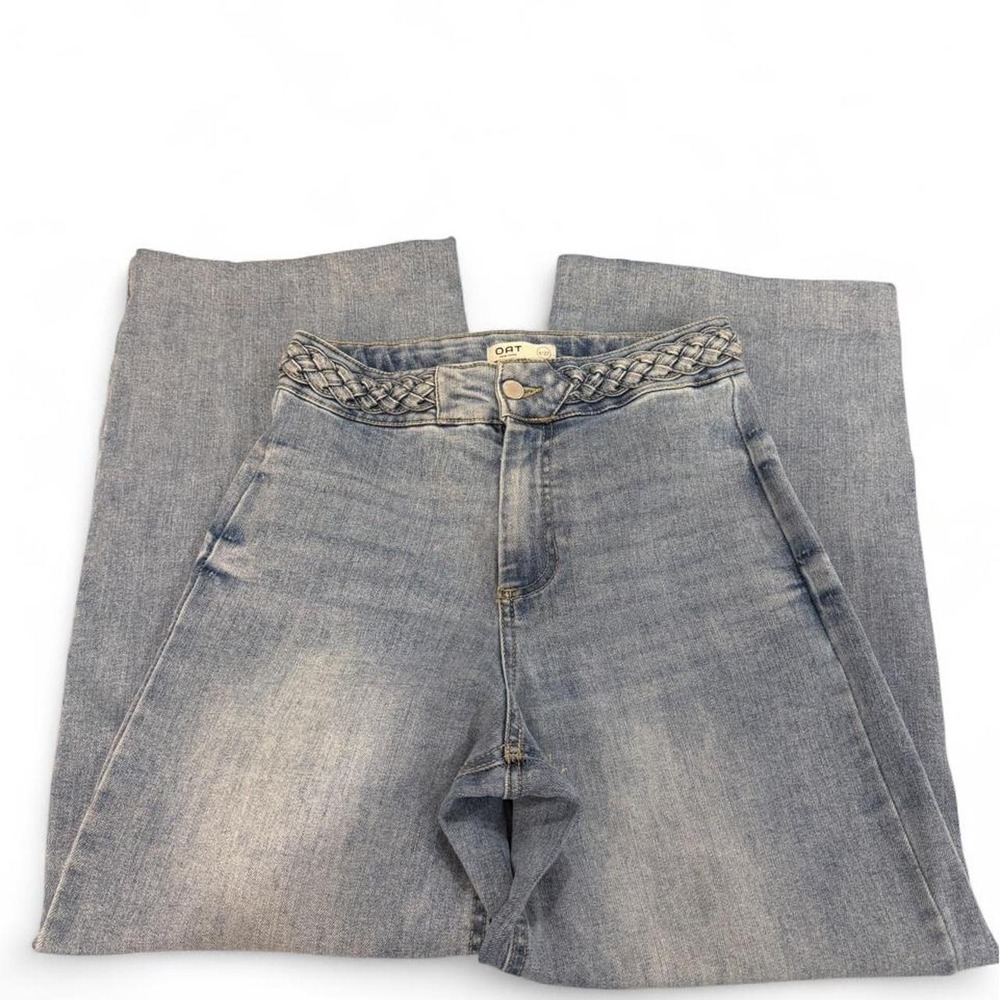 OAT New York Womens Braided Waist High Rise Wide Leg Jeans Light Wash Size 4/27